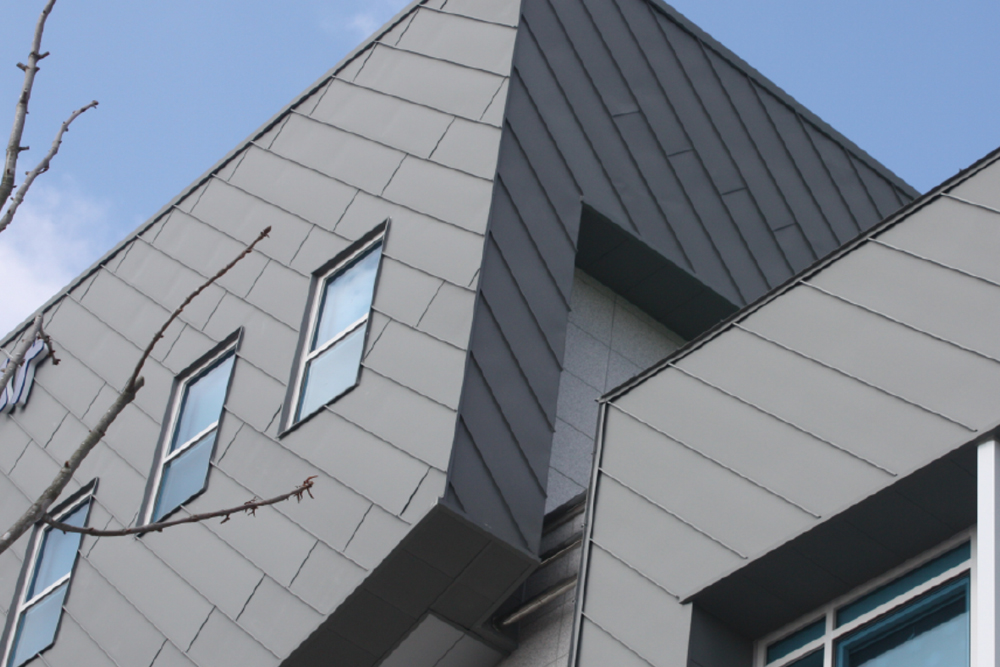 zinc facade cladding angle standing seam